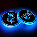 2Pcs Ladybug LED Car Cup Holder Coasters 7 Colors 3 Modes Lights Up Cups | with USB of Car Accessories for SUV Trucks Sedans, Waterproof Interior Atmosphere Lamp, Ladybug Gifts for Women Men