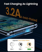 3.2A USB C Charger Cable,[4-Pack,10+6.6+3.3+1.6FT] USB A to USB C Right Angle Gold-Plated Type C Charger Fast Charging Durable Braided Cord for iPhone 17 16 15 Samsung S10 Note 10 S21 LG-Black