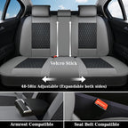 Coverado Car Seat Covers Full Set, Nappa Leather Seat Covers, Waterproof Car Seat Protector with Lumbar Support, Automotive Seat Covers Universal Fit for Most Cars SUV Trucks (Black-Gray)