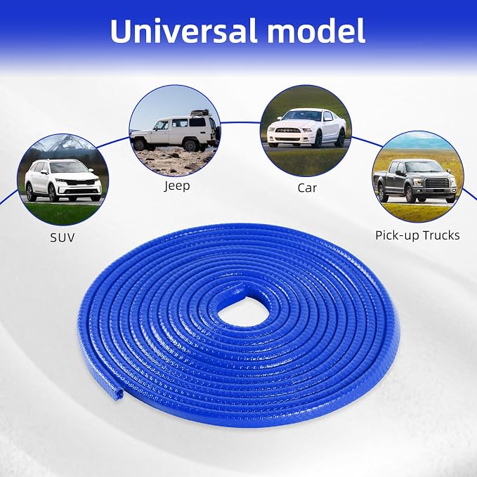 16.4Ft (5M) Door Edge Anti Collision, Non Adhesive Rubber Edge Decoration Car Door Protection, Suitable for Most Car Models with External Accessories (Blue)