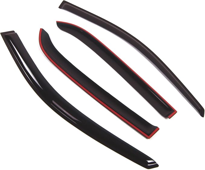 WD2-290 Dark Smoke 4 Pcs Set Window Visor (Outside Mount) Deflector Rain Guard Compatible with 2005-2010 Kia Sportage