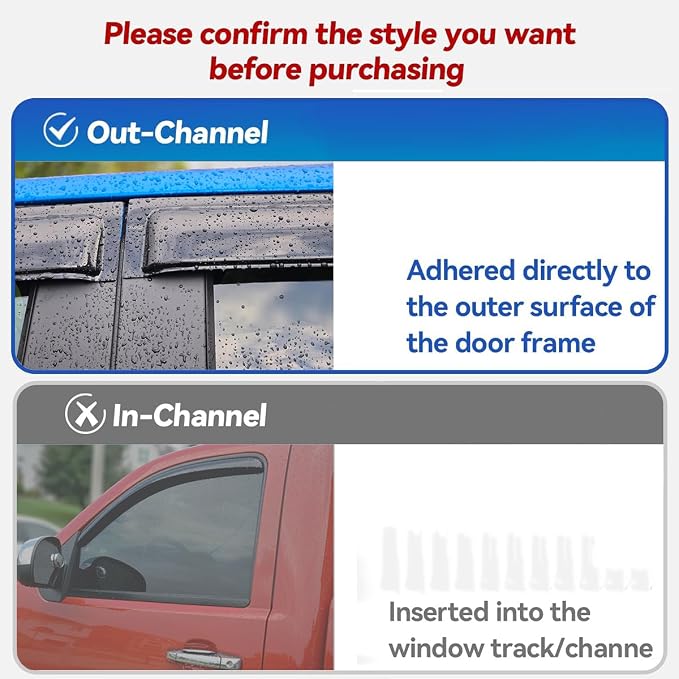 Side Window Vent Deflector Visor Rain Guard fit for 2009-2015 Honda Pilot,4pcs Outside Mount Tape-on Shatterproof Dark Smoke Window Shades 94084