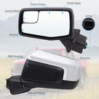 Left Driver Side Mirror Compatible With 2019-2025 Chevy Silverado 1500 With Power Glass Manual Folding Heated Without Turn Signal Chrome Replace#GM1320583(5Pins)