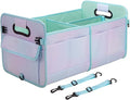 Trunk Organizer For Suv&Sedan,Car Organizers&Storage, Waterproof Collapsible & Adjustable Straps,70L Sturdy Car Organization for Car Accessories,Tools,Sundries,2-3Compartment(Colorful Green)