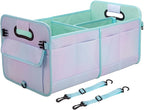 Trunk Organizer For Suv&Sedan,Car Organizers&Storage, Waterproof Collapsible & Adjustable Straps,70L Sturdy Car Organization for Car Accessories,Tools,Sundries,2-3Compartment(Colorful Green)