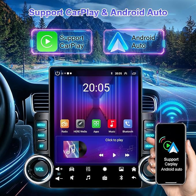 2+64G 9.7" Android 14 Car Radio Stereo for Ford Mustang 2005 2006 2008 2009 | Double Din Touchscreen for Mustang Radio Head Unit w/Wireless CarPlay Android Auto Bluetooth GPS 5G WiFi FM SWC Backup Camera