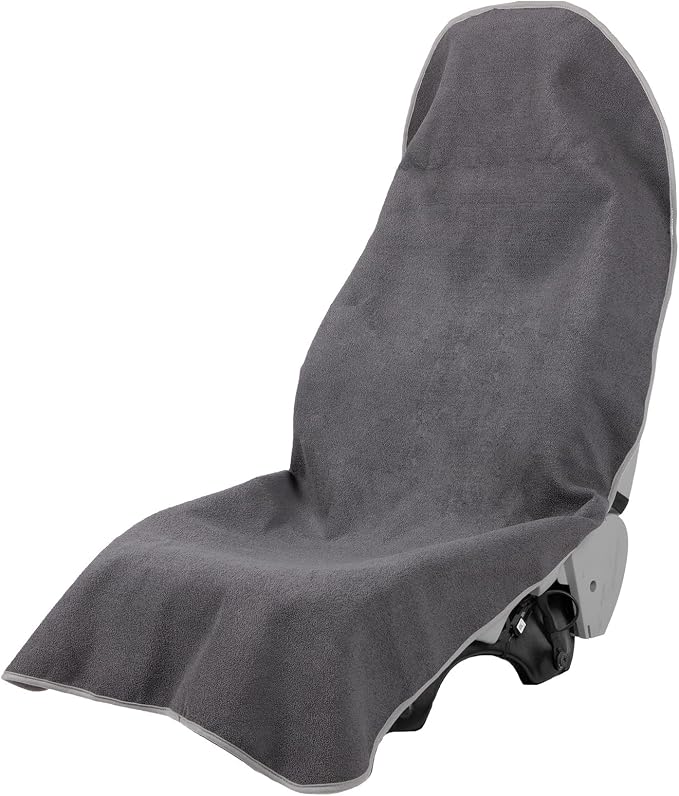 Terry Cloth seat Cover Universal Waterproof Car Sport Towel Seat Cushion Non-Slip Sweat-Absorbent Towel Cloth Suitable for Gym Workout, Universal Fit for Car SUV Van-Grey