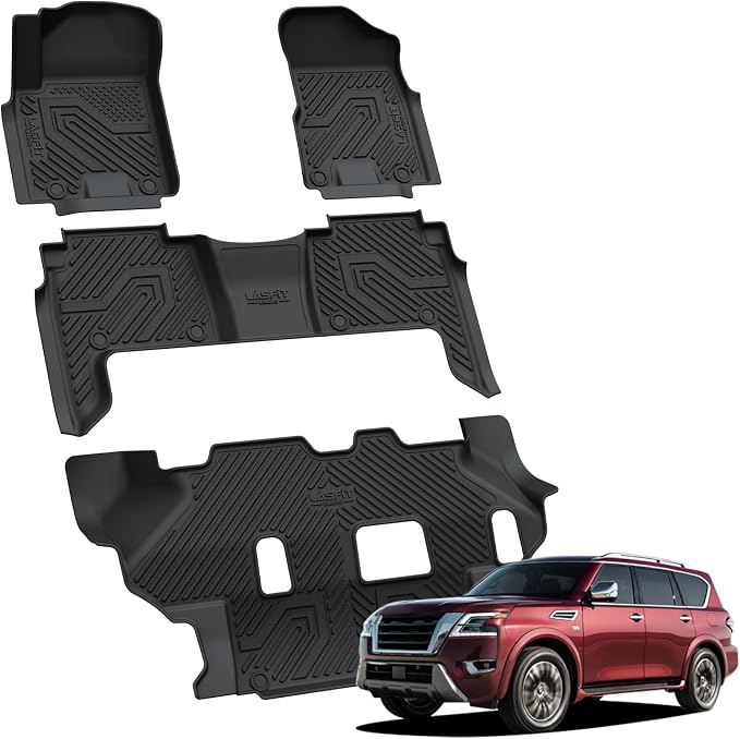 Floor Mats for Nissan Armada/Infiniti QX80 2024 2023 2022 2021 2020 2019 (Only Fits for 8 Seats, Bench Seats), All Weather TPE Custom Fit Floor Liners for 2019-2024 Armada/QX80 Car Mats