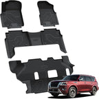 Floor Mats for Nissan Armada/Infiniti QX80 2024 2023 2022 2021 2020 2019 (Only Fits for 8 Seats, Bench Seats), All Weather TPE Custom Fit Floor Liners for 2019-2024 Armada/QX80 Car Mats