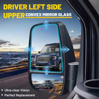 Driver Upper Side Heated Mirror Glass Compatible with 2015-2025 Ford Transit 150 250 350 2023-2025 E-Transit Replace CK4Z-17K707-B CK4Z17K707B