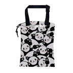 Car Garbage Bag Cute Black Panda Drawstring Car Trash Bag Hanging for Back Seat with Adjustable Buckle Canvas Vehicle Trash Can Easy-to-Install