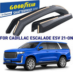 Goodyear Shatterproof in-Channel Window Deflectors for Cadillac Escalade ESV 2021-2026, Rain Guards, Window Visors for Cars, Vent Deflector, Car Accessories, 4 pcs - GY008000