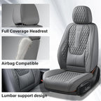 Coverado Car Seat Covers Full Set, Nappa Leather Seat Covers for Car, Waterproof Car Seat Protector with Lumbar Support, Automotive Seat Covers Universal Fit for Most Cars SUV Trucks (Gray)