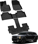 Floor Mats for Kia Telluride 2027 (Only Fit Gas, Not Fit Hybrid), All Weather TPE Custom Fit Floor Liners 1st & 2nd & 3rd Row Car Mats Accessories, Black