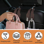 2 Pack Car Seat Headrest Hooks for Purses and Bags, Car Purse Holder With Double Metal Hooks, Headrest Back Seat Handbags Hook, Universal Car Purse Hanger, Cute Car Hanging Accessories, Brown