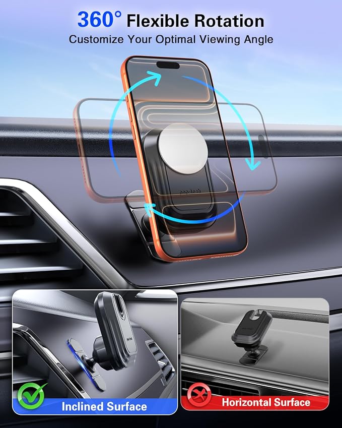 Car Phone Mount for Socket Grip, Strong Sticky Cell Phone Holder for Auto Dashboard, Adjustable Adhesive Car Mount Compatible with Thick Wallet Grip Card Holder for iPhone Samsung