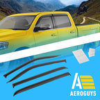 Extra Durable Window Deflectors Tape-On Window Visors Rain Guards Fit for Dodge Ram 1500 (New Body Style) 2019-2026 Crew Cab, Sun Visors, Wind Vent for Shades, Exterior Car Accessories - 4pcs. AG0717