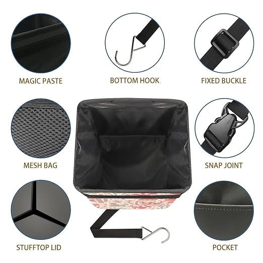 Tropical Cactus Car Trash Can, Waterproof Portable Mini Garbage Bin, Lightweight No-Install Waste Basket for Car Office Home, Cute Multifunctional Car Interior Accessory