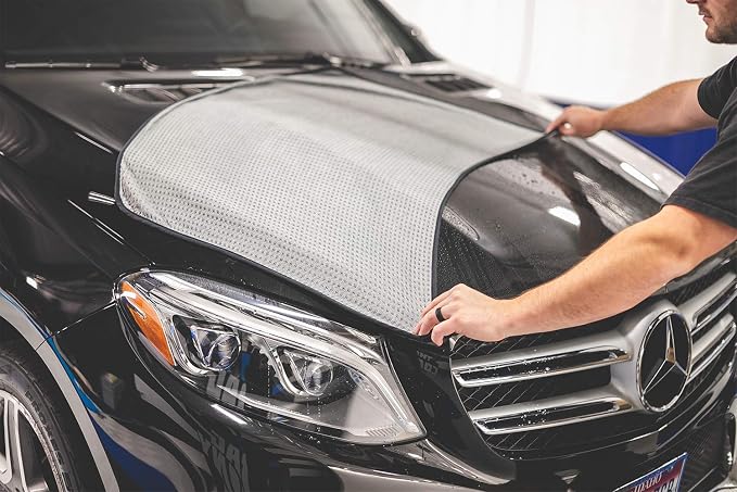 The Big One - Waffle-Weave Microfiber Drying Towel; Super Absorbent for Car Washes, Detailing, and More; Buttersoft Suede Edges; Scratch-Free, 450GSM, 25in x 40in, Grey (Pack of 2)
