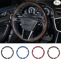 Hiseanllo Carbon Fiber Steering Wheel Cover 3PCS Set – Anti-Slip, Scratch-Resistant, Universal Fit for 14–16 Inch Wheels – Interior Car Accessories for Cars, SUVs, Trucks (Brown)