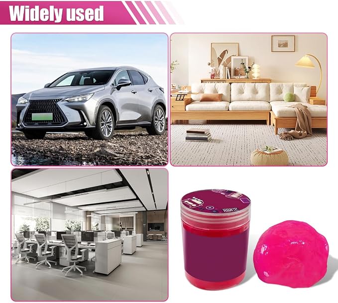 Craedli 2 Pack Car Cleaning Gel Detailing Putty, Pink Reusable Dust Cleaning Slime Auto Interior Cleaner Tool for Vehicle Air Vent, Keyboard Dust Remover & Car Accessories, 8.8oz/Jar (250g)