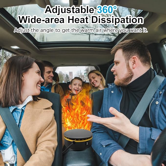 2026 New Upgraded Portable Car Heater for Vehicle, 12V Car Heater Portable, Portable Heater for Car, 360° Rotatable Car Defroster Windshield Heater(Orange&Black)