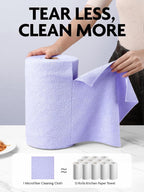 Microfiber Cleaning Cloth Roll- 75 Sheets, 12"x12" (Lavender) | Super Absorbent, Lint-free, Tear-away Microfiber Towel Roll, for All-Purpose Cleaning, Reusable Alternative to Paper Towels
