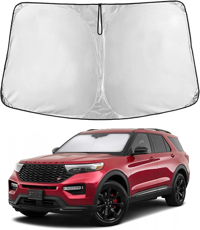 Windshield Sunshade Compatible for Ford Explorer 2020-2024 2025 2026, Sun Visor for Front Windshield & Window Sun Shade Cover, UV Heat Blocker & Protector, Car Accessories