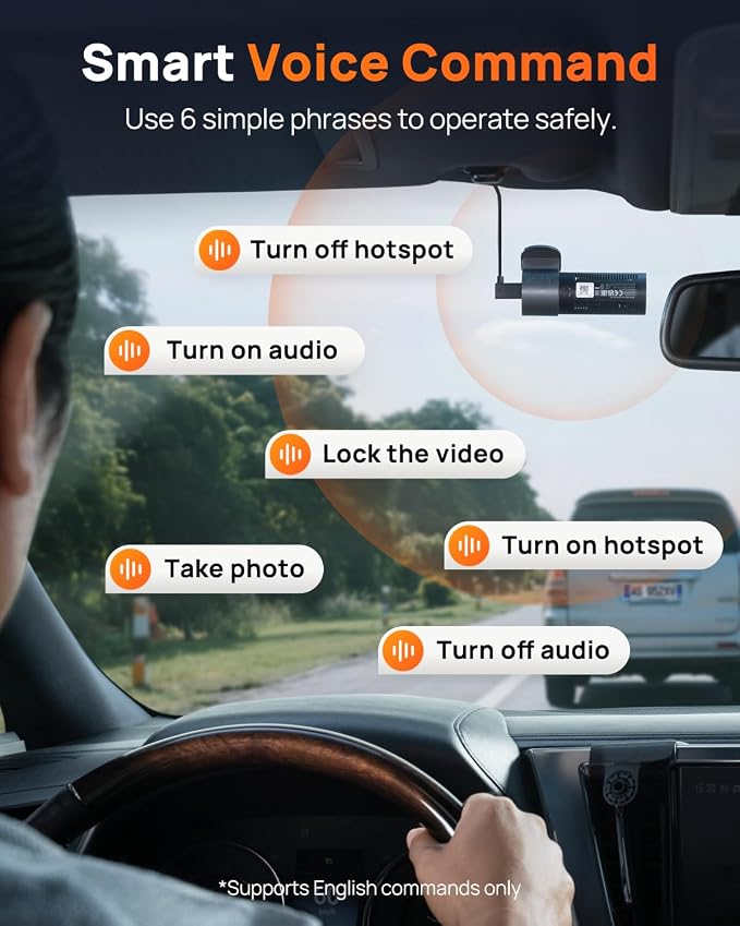 M310 Plus 4K Dash Cam Front with Night Vision, 140° Wide Angle Dash Camera for Cars, WiFi Dashcam with App, Parking Mode, G-Sensor, Loop Recording, Voice Control, Easy Install Car Camera