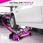Floor Jack Kit 2.5 Ton (5,500 lbs) | Car Jack - Hydraulic Low Profile Trolley Jack - Tire Tool for SUV and Auto with Lug Wrench Pink