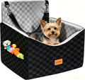 Dog Car Seats for Small Medium Dogs Up to 35lbs | Elevated Dog Booster Seat with Detachable Washable Cover & Cushion | Memory Foam Pet Car Travel Seat with Safety Belt and Storage Pockets (Black Grey)