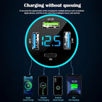 4-Port USB C Car Charger, Cigarette Lighter USB Charger Adapter with Voltmeter PD 3.0 & QC 3.0 Fast Charging for iPhone 17/16/15, Samsung Galaxy, Android Phones & Tablets