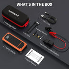 W160 Jump Starter with Air Compressor, 5000A Portable Car Jump Starter 150PSI Tire Inflator/Air Pump, 12V Battery(Up to 9L Gas/8L Diesel Engine) Jump Pack Car Emergency Kit Idea Gift for Man (Orange)
