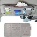 Car Sun Visor Organizer, Leather Multi-Pocket Auto Visor Storage Pocket Pouch Holder with Zipper, Vehicle Interior Accessories for Car Truck SUV Sun Visor Case Bag (Gray)