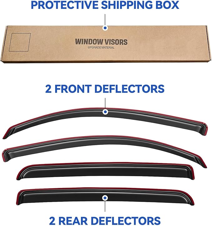 in-Channel Window Visors Rain Guards for 2016-2023 Toyota Tacoma Double Cab, Window Vent Wind Deflectors Visors Shades for 16-23 Tacoma