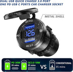 2PCS, 12V USB Outlet, Aluminum Alloy Dual 18W QC3.0 Ports & 36W PD USB Charging Port 12 Volt Outlet Charger Socket, Accessories for Car Boat Marine Motorcycle RV ATV Truck Golf Cart