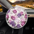 Car Steering Wheel Sun Shade Cover Anti Heat Steering Wheel Cover 17 Inch Vehicle Steering Wheel Sunshade for SUV Vehicle Sedan Truck Purple Rose Car Accessories for Women