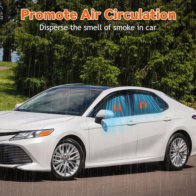 Window Rain Guards Compatible with 2018-2024 Toyota Camry, 4pcs Smoke Tint Vent Deflectors Window Visors Deflectors Outside Mount Tape On Style Acrylic Set of 4