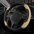Leather Steering Wheel Cover - Made with PVC Leather - Anti-Slip, Universal Fit 14 1/2 inches to 15 inches - Beige