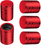 Tire Valve Stem Caps - (5 Pack) Metal Air Caps with Plastic Liner, Corrosion Resistant, Leak-Proof, Universal Stem Covers for Cars Trucks Motorcycles and Bikes - Red