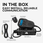 Midland - MXT275 MicroMobile GMRS Radio - 15 watts Two-Way Radio with Integrated Control Microphone - Overland Caravanning Tractors - Detachable External Magnetic Mount Antenna - 8 Repeater Channels