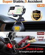 Military-Grade Anti-Shake & 360° Rotatable Suction 2026 Upgraded Car Phone Holder Mount 90+LBS Safest Strongest & Patent Certs Dashboard Windshield Vent for iPhone 17 16 Pro Max Samsung,Gloss Black