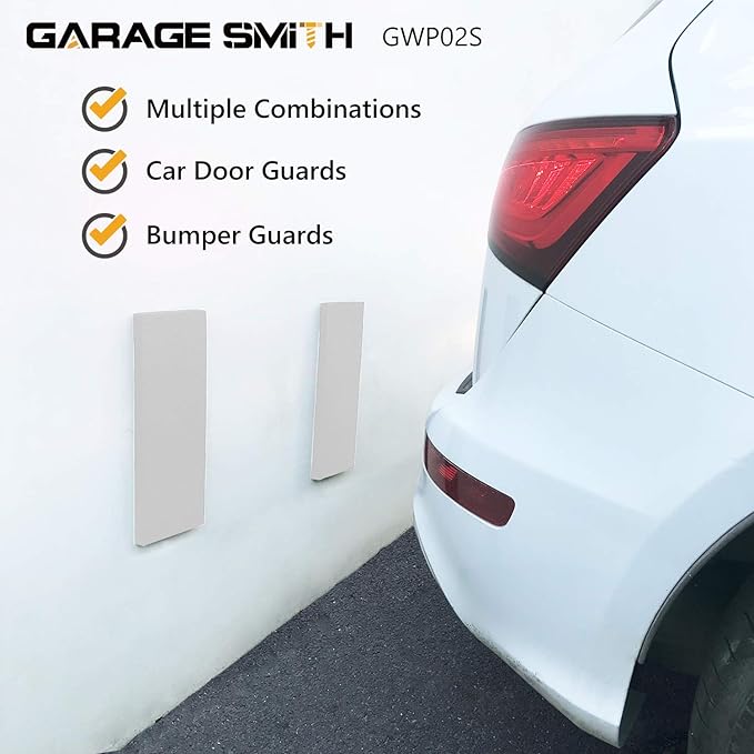 GWP02S Garage Wall Protector Car Door Protectors, Designed in Germany (2, White)