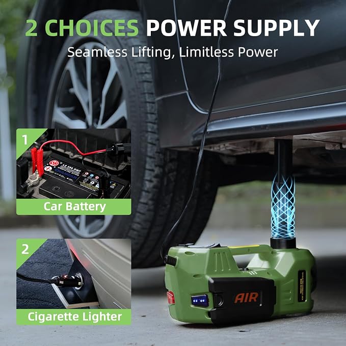 Electric Car Jack 5 Ton 12V Floor Jack with Inflator Pump Portable Hydraulic Jack Vehicle Lift for Car SUV Sedan MPV Tire Change with Led Light