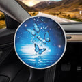 Blue Butterfly Car Steering Wheel Sun Shade Cover Anti-Heat Steering Wheel Accessories 17 inch Auto Steering Wheel Sun Shield Universal Fit for Most Cars SUV Trucks Van