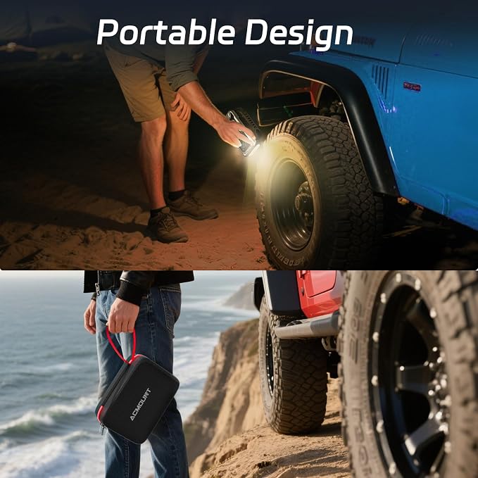 D18 Jump Starter with Air Compressor, 6000A Car Battery Jumper Starter Portable(All Gas/10.0L Diesel), 150PSI Tire Inflator Air Pump, 12V Jump Pack, 800LM Flashlight, Car Gift for Men