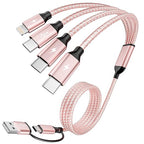 4 in 2 Multi Charging Cable,USB A/C Splitter Multi Charging Cable with 3 X Type-C,1 X IP,Upgrade 2026 Travel Holiday Essentials Phone Charger Cord for iPhone 17/16/15/14,Car Accessories for Women,Pink