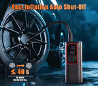 Air Compressor Tire Inflator Portable Air Pump for Car Tires with Tire Pressure Gauge (150 PSI) - One Click Smart Pump for Car, Motorcycle, Bicycle and Ball (Black&Red)