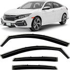 in-Channel Incredibly Durable Rain Guards for Honda Civic 2016-2021 Sedan, Original Window Deflectors, Vent Window Visors, Vent Deflector, 4 pcs. - 616071