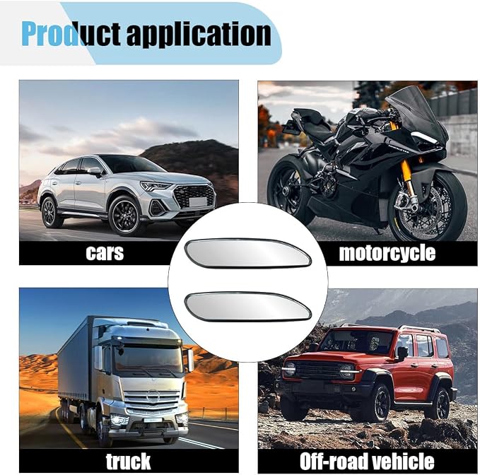 2 PCS Blind Spot Car Mirror, HD Glass Adjustable Car Side Mirror, Framed Wide-angle Blind Spot Mirror, Universal Convex Rear View Mirror for Cars, SUVs, Trucks and RVs (Rectangle)